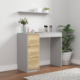 Urbn-Living Urbnliving Height  79.5Cm 3 Drawer Wooden Bedroom Dressing Computer Work Table Desk Grey Carcass And Oak Drawers Jewellery - thumbnail 3