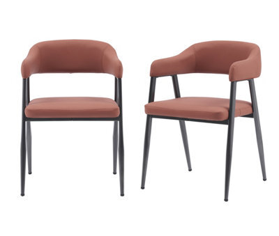 MMT Funiture Designs mmt Dining Chairs Set Of 2, Wrap Around Armchair, Vintage Design In Tan, Grey, Or Black For Sophisticated Spaces (Tan) - image 1