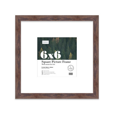 "6X6"" Walnut Picture Frame - 6X6"" Square Frame With 4X4"" Mount For 6X6""/4X4"" Pictures Classic Style Frame For Home Décor, 1 Pack" - image 1