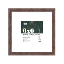 "6X6"" Walnut Picture Frame - 6X6"" Square Frame With 4X4"" Mount For 6X6""/4X4"" Pictures Classic Style Frame For Home Décor, 1 Pack" - thumbnail 1