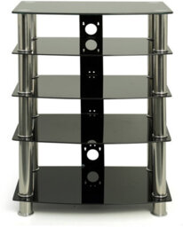 Homeology Galago 5-Shelf Premium Black Glass With Silver Legs Av Rack - thumbnail 5
