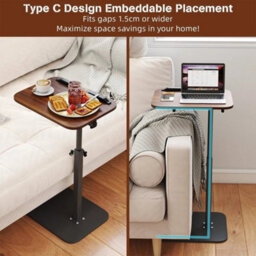 C-Shaped Compact Sofa Side End Table Coffee Laptop Table - thumbnail 5