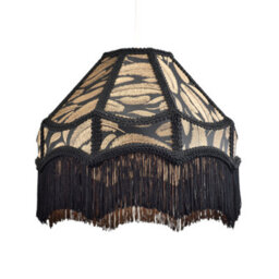 Happy Homewares Traditional Black Victorian Empire Pendant Shade With Tassels And Golden Leaves - thumbnail 1