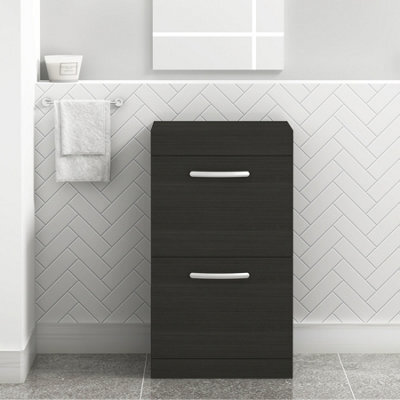 Royal Bathrooms Turin 500mm Hale Black Floor Standing Worktop Vanity Unit - 2 Drawer - image 1