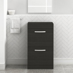 Royal Bathrooms Turin 500mm Hale Black Floor Standing Worktop Vanity Unit - 2 Drawer - thumbnail 1