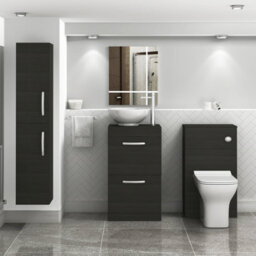 Royal Bathrooms Turin 500mm Hale Black Floor Standing Worktop Vanity Unit - 2 Drawer - thumbnail 2
