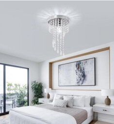 Chandeliers Raindrop Crystal Chandelier Light Fixture E12 Silver - thumbnail 4