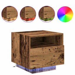 Berkfield Bedside Cabinets With Led Lights 2 Pcs Old Wood 40X39X37 Cm - thumbnail 4