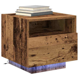 Berkfield Bedside Cabinets With Led Lights 2 Pcs Old Wood 40X39X37 Cm - thumbnail 3