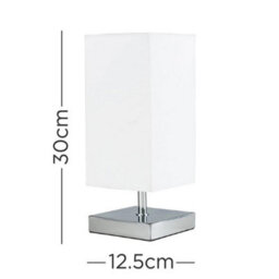 30Cm Chrome Square Touch Bedside Table Lamp Dimmable Led - thumbnail 2