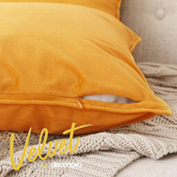 Deconovo Set Of 2 Large Crushed Velvet Cushion Covers With Invisible Zipper 60Cm X 60Cm Gold - thumbnail 4