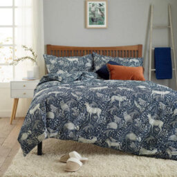 Deyongs Woodland Folk Printed Cotton Blend Navy Duvet Cover Set - Double - thumbnail 1