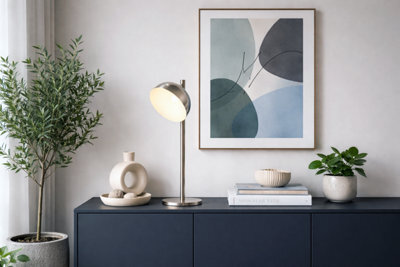 Lighting Collection Tully Table Lamp Satin Silver Metal And Frosted Shade - image 1