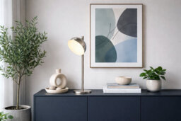 Lighting Collection Tully Table Lamp Satin Silver Metal And Frosted Shade