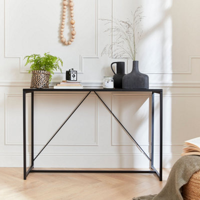 Sweeek - 120Cm Metal Console With Reinforcement Bar Industrielle Black 120X39X79 Cm - image 1