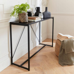 Sweeek - 120Cm Metal Console With Reinforcement Bar Industrielle Black 120X39X79 Cm - thumbnail 6