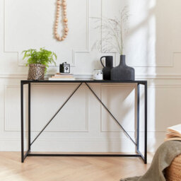 Sweeek - 120Cm Metal Console With Reinforcement Bar Industrielle Black 120X39X79 Cm - thumbnail 1