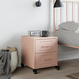 Berkfield Bedside Cabinet Pink 36X39X43.5 Cm Steel - thumbnail 3