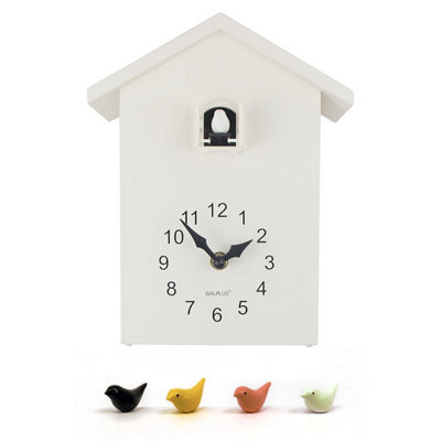 Walplus White Window Cuckoo Clock With Four Birds - Elegant And Classic Bird Clock For Wall Decor - 25Cm X 20Cm - image 1