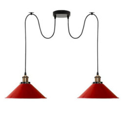 2 Head Spider Light With 2M Adjustable Cables, Vintage 22Cm Metal Red Shade Pendant Lamp Fixture For  Indoor Lighting - thumbnail 1