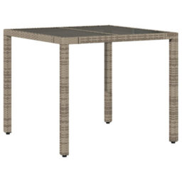Berkfield Garden Table With Glass Top Grey 90X90X75 Cm Poly Rattan - thumbnail 2