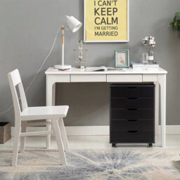 Costway 5 Drawer Rolling Storage Cabinet Mobile Chest Of Drawers Wooden Dresser Organizer Black - thumbnail 5