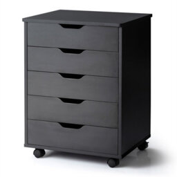 Costway 5 Drawer Rolling Storage Cabinet Mobile Chest Of Drawers Wooden Dresser Organizer Black - thumbnail 1