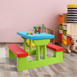 Costway Kids Picnic Table Bench Set Children Learning Eating Desk W/ Removable Umbrella - thumbnail 3