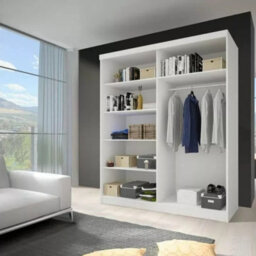 Vista 05 Sliding Door Wardrobe 150X200X61Cm Modern Wardrobe With Mirror White Mat Sonoma Finish - thumbnail 3