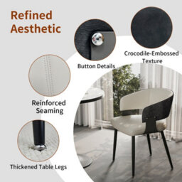 Fativo Set Of 2 L53.5X W51X H81Cm Luxury Two-Toned Microfiber Leather Dining Chairs, Comfortable Upholstered Leisure Chairs - thumbnail 5