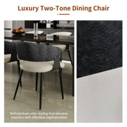 Fativo Set Of 2 L53.5X W51X H81Cm Luxury Two-Toned Microfiber Leather Dining Chairs, Comfortable Upholstered Leisure Chairs - thumbnail 4