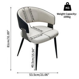 Fativo Set Of 2 L53.5X W51X H81Cm Luxury Two-Toned Microfiber Leather Dining Chairs, Comfortable Upholstered Leisure Chairs - thumbnail 2