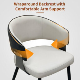 Fativo Set Of 2 L53.5X W51X H81Cm Luxury Two-Toned Microfiber Leather Dining Chairs, Comfortable Upholstered Leisure Chairs - thumbnail 3
