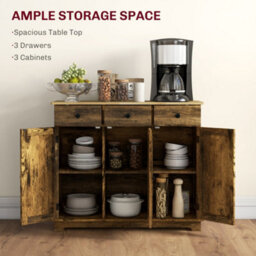 Wyld Haus Vesudo Rustic Brown Sideboard - 3 Doors, 3 Drawers, 2 Shelves, 101Cm - thumbnail 5