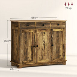 Wyld Haus Vesudo Rustic Brown Sideboard - 3 Doors, 3 Drawers, 2 Shelves, 101Cm - thumbnail 4
