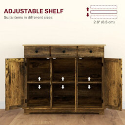 Wyld Haus Vesudo Rustic Brown Sideboard - 3 Doors, 3 Drawers, 2 Shelves, 101Cm - thumbnail 6