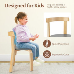 Costway 5-Piece Kids Table And Chair Set Children Wooden Activity Table 4 Curved Chairs - thumbnail 7