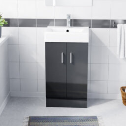 Nes Home 450mm Anthracite Basin Sink Vanity Cabinet Unit Bathroom Furniture - thumbnail 2