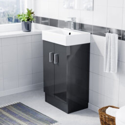 Nes Home 450mm Anthracite Basin Sink Vanity Cabinet Unit Bathroom Furniture - thumbnail 3