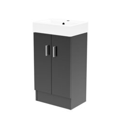 Nes Home 450mm Anthracite Basin Sink Vanity Cabinet Unit Bathroom Furniture - thumbnail 6