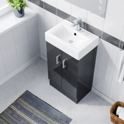 Nes Home 450mm Anthracite Basin Sink Vanity Cabinet Unit Bathroom Furniture - thumbnail 4