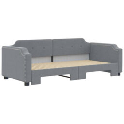 Berkfield Daybed With Trundle Light Grey 90X190 Cm Fabric - thumbnail 3