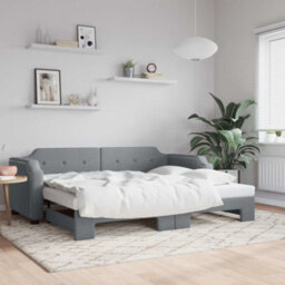 Berkfield Daybed With Trundle Light Grey 90X190 Cm Fabric - thumbnail 1