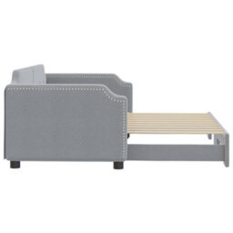 Berkfield Daybed With Trundle Light Grey 90X190 Cm Fabric - thumbnail 4