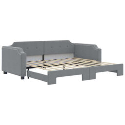 Berkfield Daybed With Trundle Light Grey 90X190 Cm Fabric - thumbnail 2