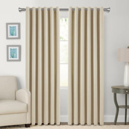 Bedlooms Blackout Curtains Thermal Insulated Eyelet Ready Made Ring Top Cream Curtain (Pair) 66 X 72 Inches With Tie Backs - thumbnail 1
