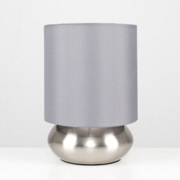Valuelights Pair Of Modern Brushed Chrome Bedside Touch Table Lamps With Grey Shades - thumbnail 4