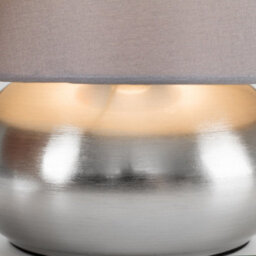 Valuelights Pair Of Modern Brushed Chrome Bedside Touch Table Lamps With Grey Shades - thumbnail 3