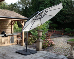 Royalcraft Ivory 3M Deluxe Pedal Operated Rotational Cantilever Powder Coated Parasol With Cross Stand - thumbnail 2