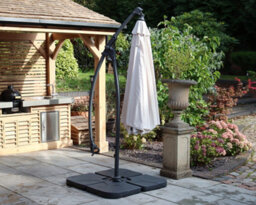 Royalcraft Ivory 3M Deluxe Pedal Operated Rotational Cantilever Powder Coated Parasol With Cross Stand - thumbnail 3
